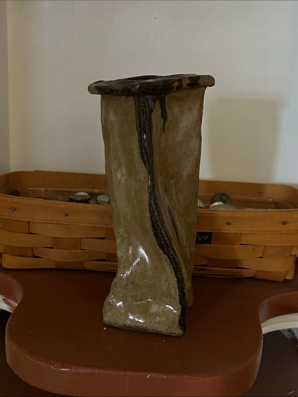 Beautiful handcrafted studio pottery vase  earthy tones, shiny glaze